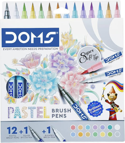 Markers Doms Pastel Brush Pen 12+1 Silver+1 Blender