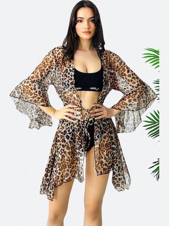 Κιμονό Παραλίας Animal Print Leopard