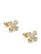 Silvenza Silver Gold Plated Earrings with Stones