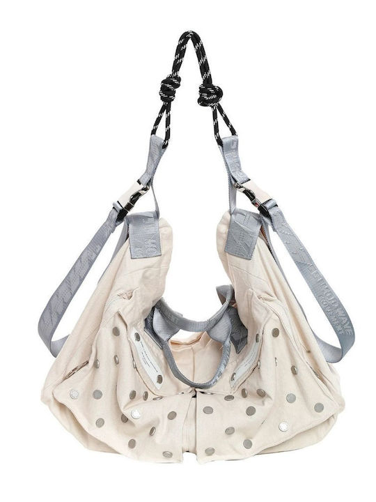 Mod Wave Movement Fabric Women's Shoulder Bag Beige