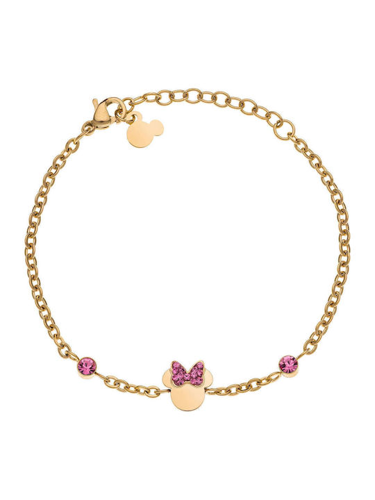 Disney Women's Gold Plated Steel Bracelet with Zircon