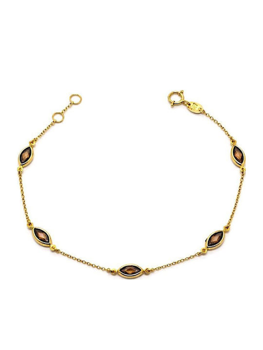 Paraxenies Women's Bracelet Chain Made of Silver Gold Plated with Zircon