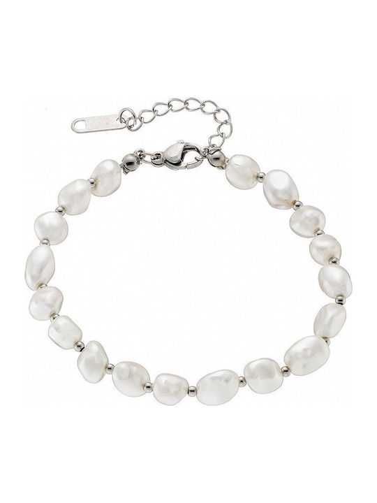 Oxzen Damen Armband aus Stahl mit Perlen