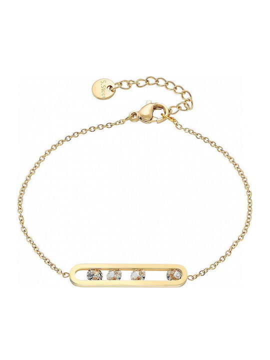 Oxzen Women's Gold Plated Steel Bracelet with Zircon