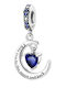 Diora Charm Φεγγάρι από Ασήμι με Διαμάντι & Ζιργκόν