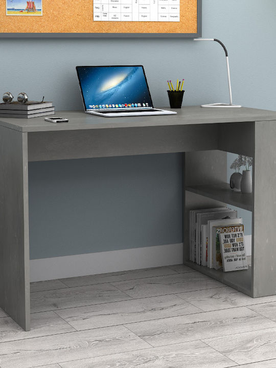 Desk Mikro Wooden with Bookcase Concrete Gray 1...