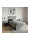 Troy Pat Single Din Lemn Gri Pentru Saltea 100x200cm