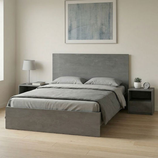 Troy Double Wooden Bed Gray for Mattress 140x190cm