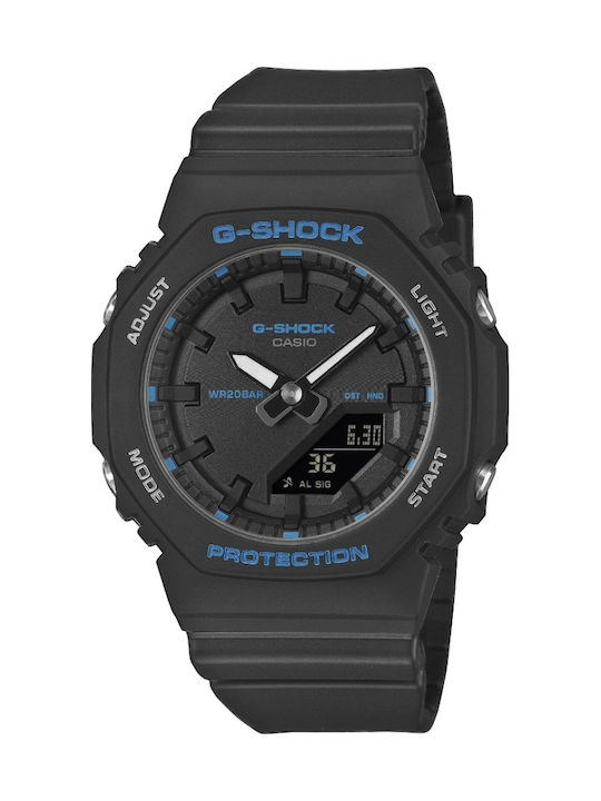 Casio Γυναικείο Ρολόι Μπαταρίας με Μαύρο Καουτσούκ Λουράκι