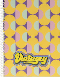 Spiral Notebook Vintagey Geometric A4 80 Paper Sheets Ancor