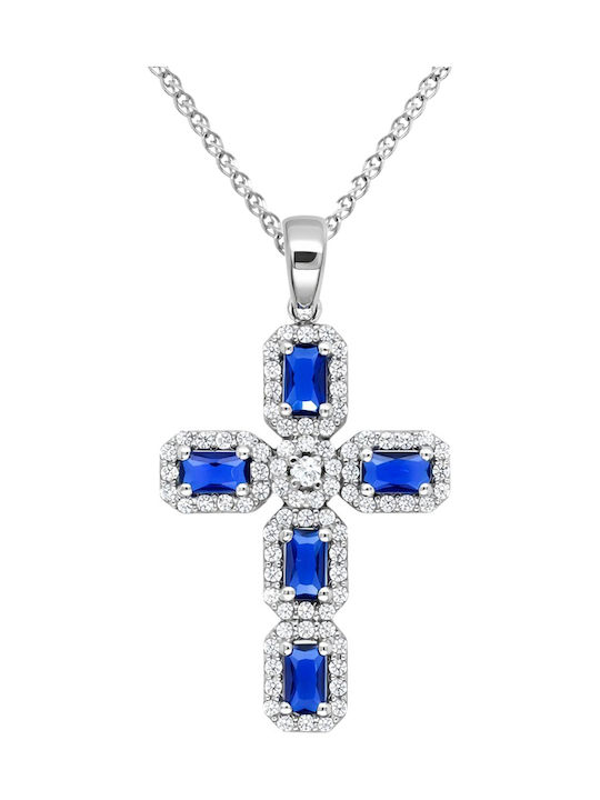 Xrisokosmima Women's White Gold 9K Cross with Chain