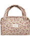 Handmade Cotton Toiletry Bag Mocha Flower Amaryllis Slippers Greek Made