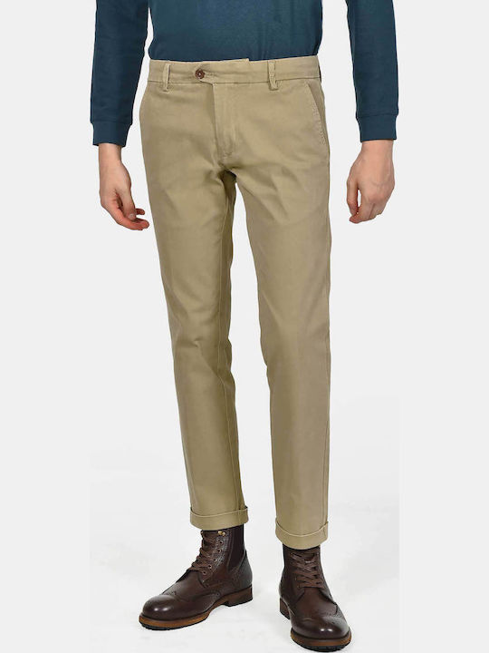 Berto Lucci Men's Trousers Chinos Elastic Beige
