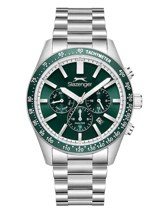 Slazenger Men's Watch Battery with Metal Bracelet Silver/Green