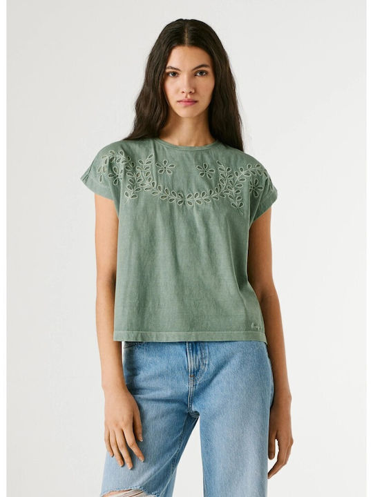 Pepe Jeans Women's T-shirt Bleach-Green