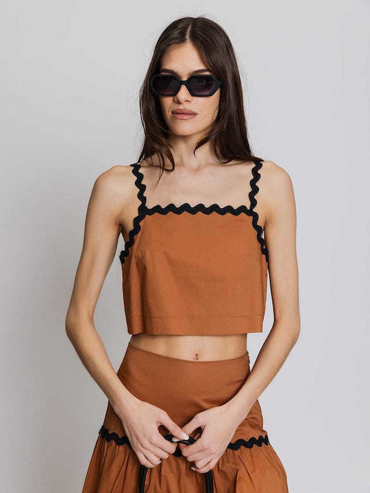 Moutaki Women's Crop Top Cotton with Straps Bro...