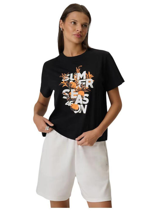 Women's Short Sleeve Black Blouse