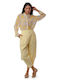 Yellow Cropped Cotton Trousers