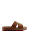 Damen Flache Sandalen Flatforms Tabac Braun