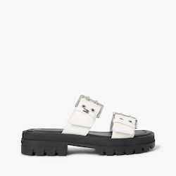 Tommy Hilfiger Buckle Strap Women's Flat Sandals Ecru