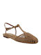 Flache Damen Sandalen Tabac Braun