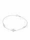 Kids Bracelet from 9K White Gold with Cross for Baby Girl and Stones