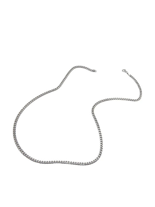 Chain Neck 925 Silver Unisex 55 Centimeters Length Diamond Cut Groumette 3.5 Millimeters Thickness White Rhodium Plating Nickel Free Tribute 0030021909 /silver 0030021909
