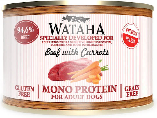 Wataha Hrana Umedă Pentru Câini în Conservă Dietetică cu Carne, Carne de Vită, Morcov, Ficat și Legume 200gr
