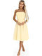 Καλοκαιρινό Midi Φόρεμα για Γάμο / Βάπτιση Strapless Pastel Yellow