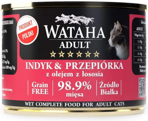 Wataha Hrana Pentru Pisici Adulte În Conservă Cu Carne Prepeliță Curcan Ficat Și Somon 200gr