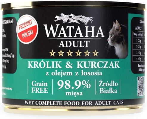 Wataha Hrana Pentru Pisici Adulte În Conservă Cu Carne Iepure Pui Ficat Și Somon 200gr