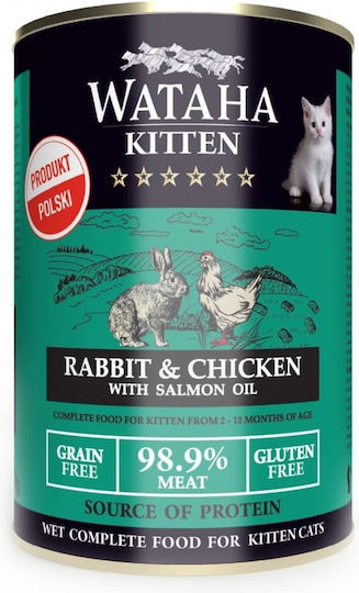 Wataha Hrana Pentru Pisici Junior Cats în Conservă cu Carne, Iepure, Pui, Legume, Somon și Ficat 400gr