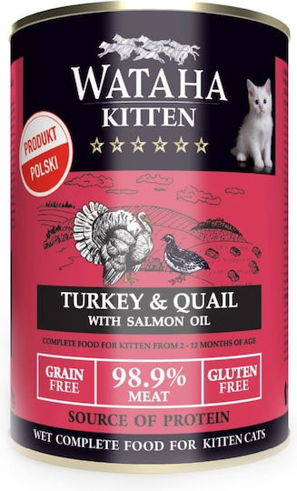 Wataha Hrana Pentru Pisici Junior Cats în Conservă cu Carne Prepeliță Curcan Legume Somon și Ficat 400gr