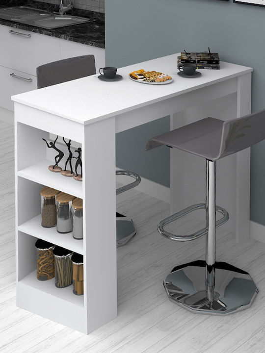 Deep Wooden Bar Table White 120x50x100cm