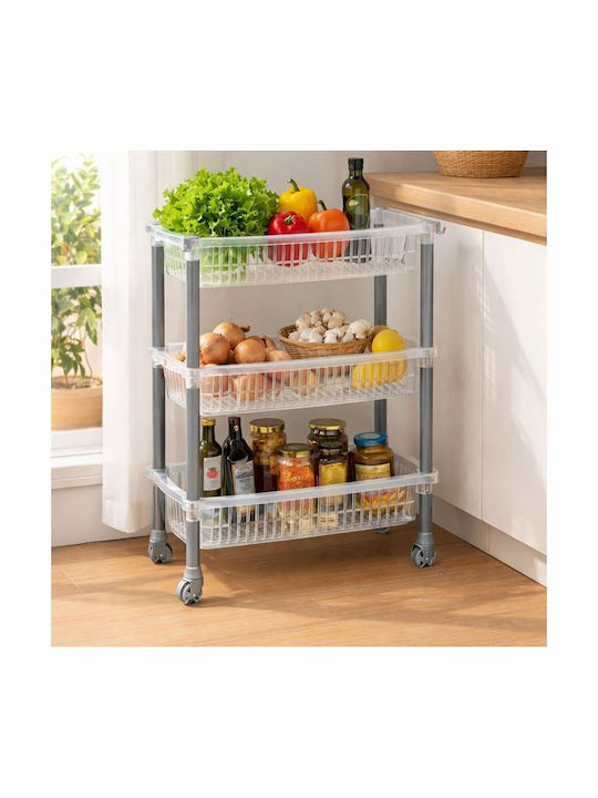 Kitchen Rack Plastic 3 Tiers White 50x20x60.5cm