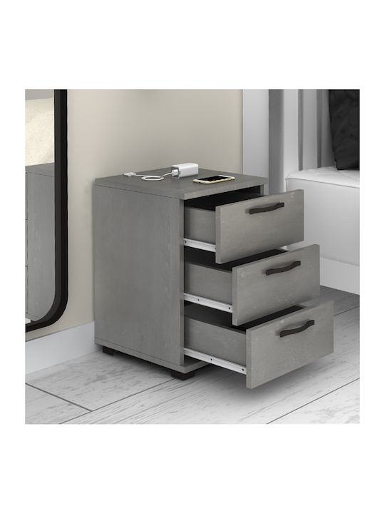 Bedside Table Roco Roco Wooden Gray 40x39x57cm