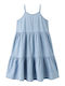 Kinderkleid Ärmellos Denim Hellblau