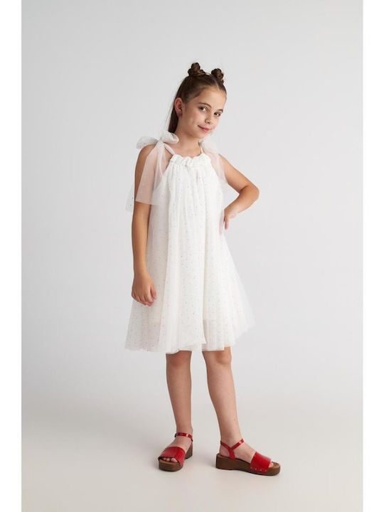 Two Girls Dress Sleeveless Tulle White