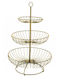 Raki Charm Bol De Fructe Metalic Cu 3 Niveluri Auriu 30x30x48cm