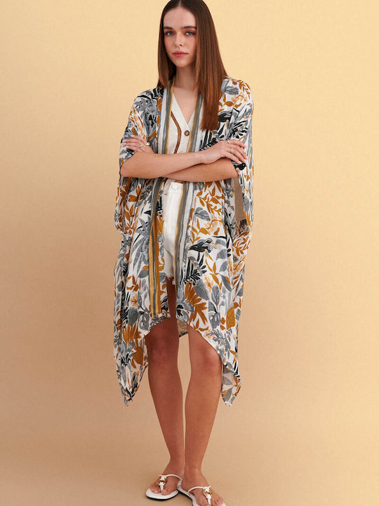 Long Women's Kimono Beige
