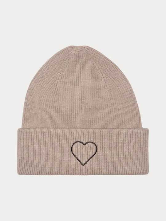 Beanie Γυναικείος Σκούφος με Rib Πλέξη σε Μπεζ χρώμα