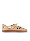 Leather Women's Ballerina Shoes In Beige Colour