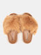 Winter Women's Slippers with Brown Fur