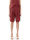 Damen Bermudas Leinen Rote