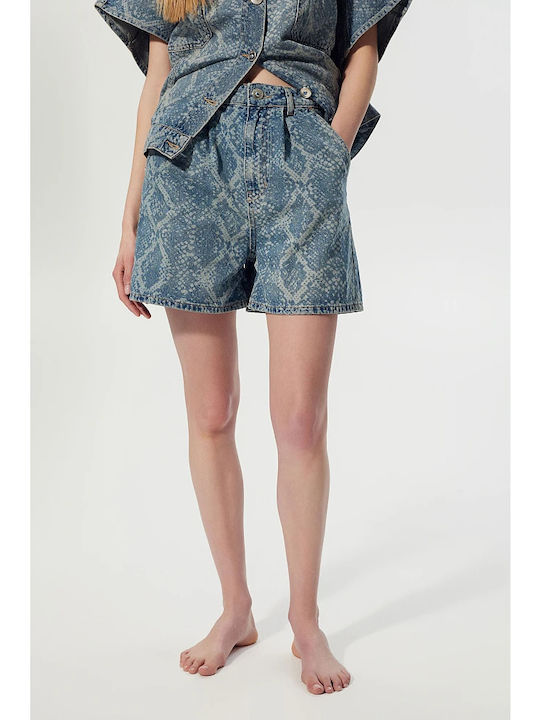Women's High Waist Denim Shorts Blue-denim