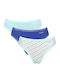 Damen-Slips 3er Pack mit Spitze Hellblau/Blau/Bunt