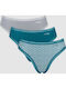 Cotton Women's Slip 3Pack With Lace Petrol Gray Printed