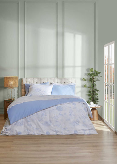 Αιγαίον Σετ Παπλωματοθήκη Βαμβακερή 170x250cm Μονή με Μαξιλαροθήκη Paradise Landscape-ciel