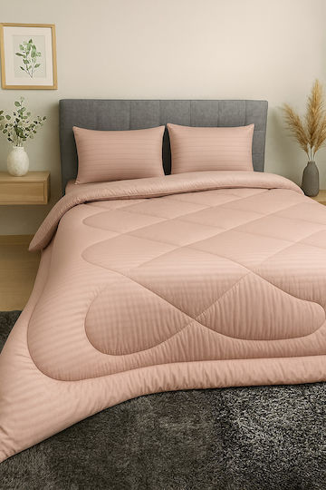 Bettbezug Einzel 160x220 Streifen Salmon