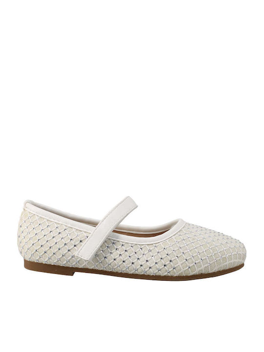 Kids Ballerinas with Hoop & Loop Closure White